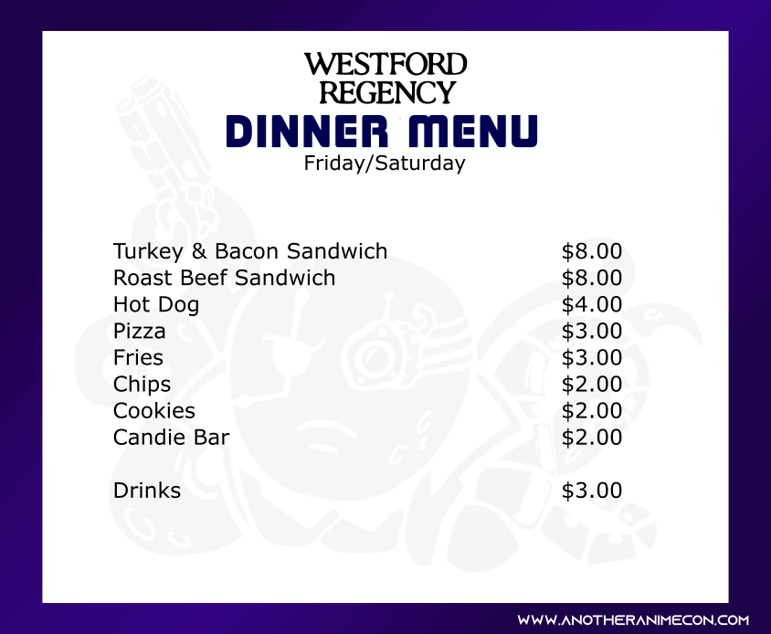 dinner menu regency 2021
